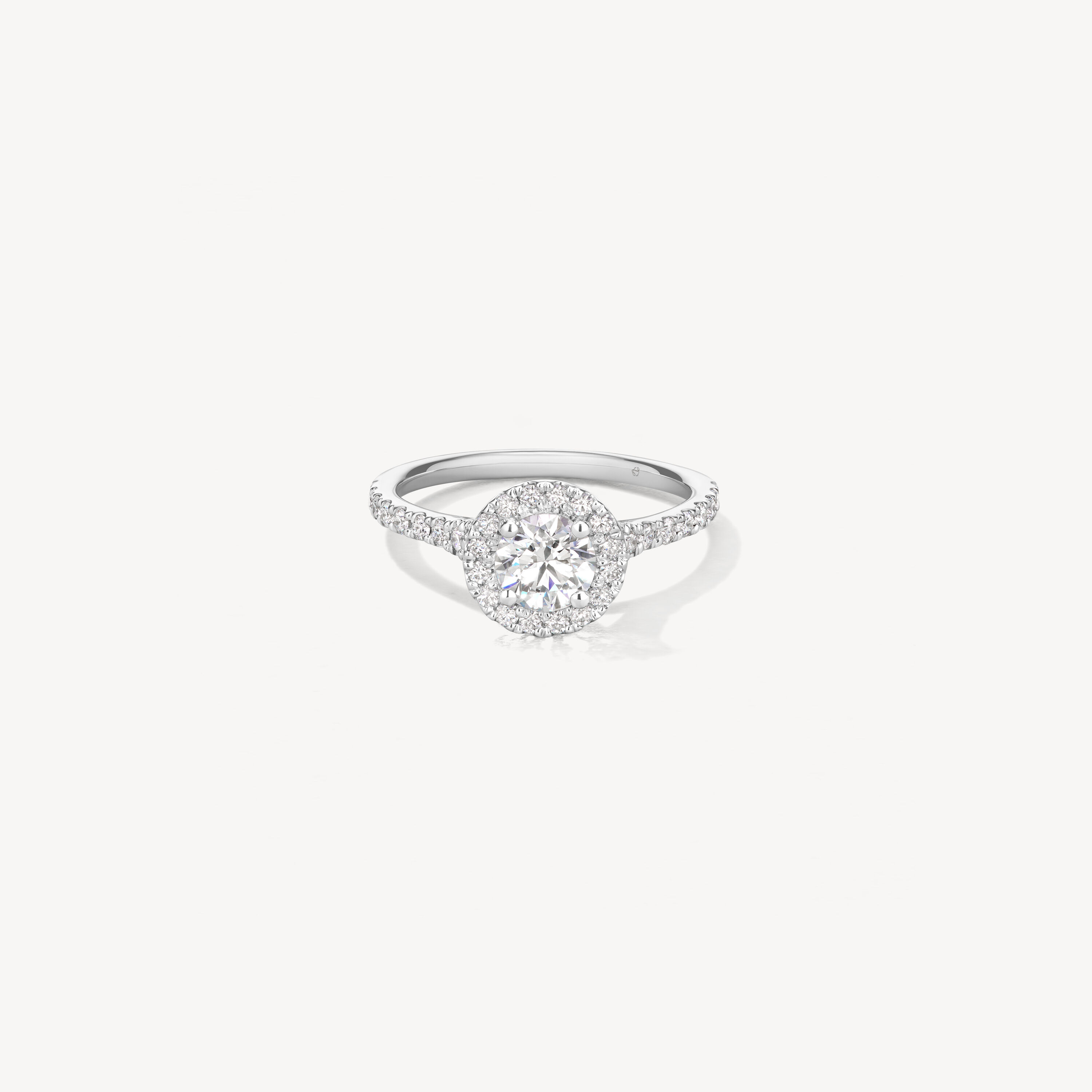 Transcend Single Halo Solitaire Engagement Ring, Platinum, large