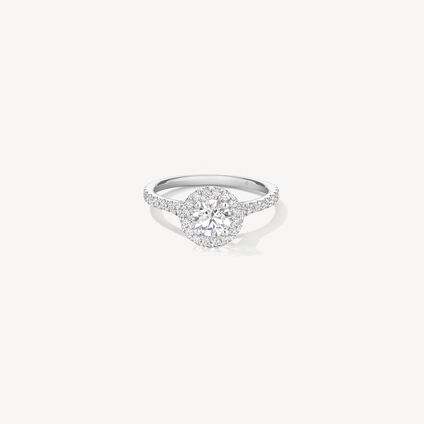 Transcend Single Halo Solitaire Engagement Ring, Platinum, large