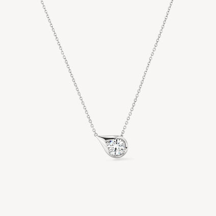 LU Droplet Pendant Necklace, 18K White Gold, large
