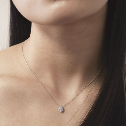 Tessa Diamond Navette Pendant, 18K White Gold, large