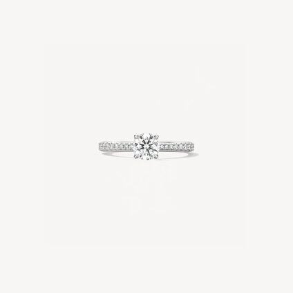 VELA Solitatire Ring With Diamond Band, Platinum, large