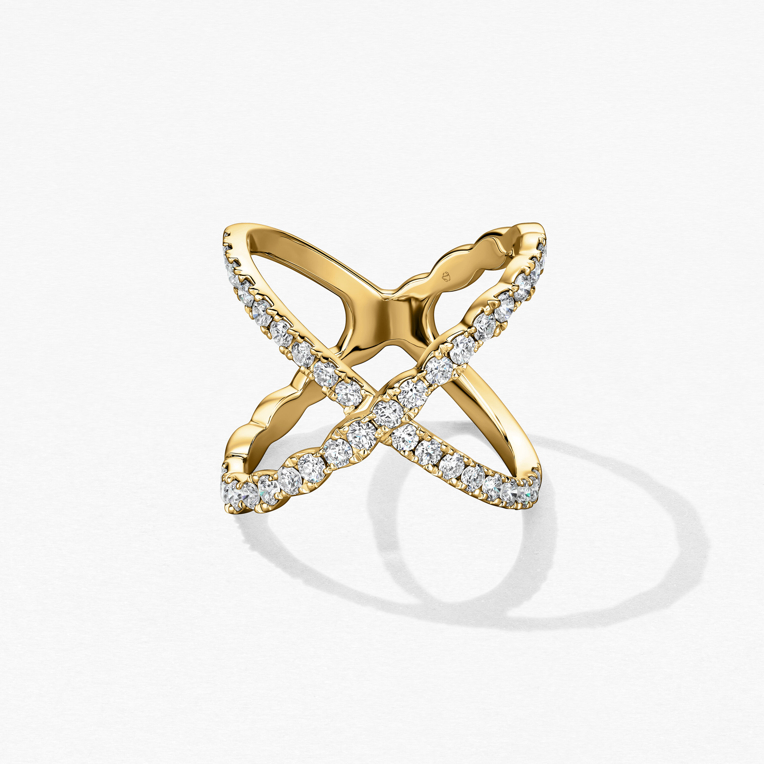 Lorelei Diamond Criss Cross Ring, 18K Yellow Gold, large