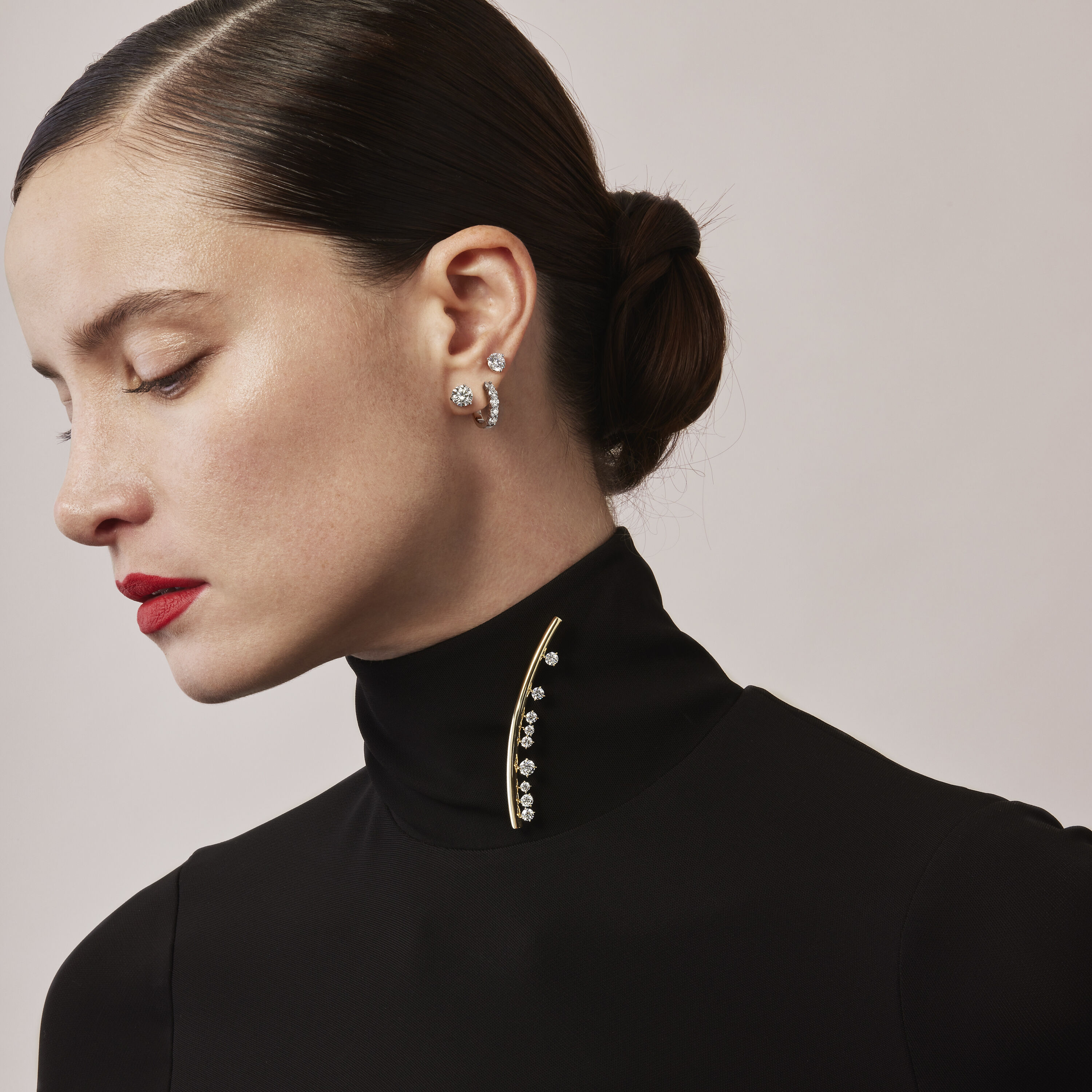 Barre Floating Diamond Brooch, 18K Rose Gold, large