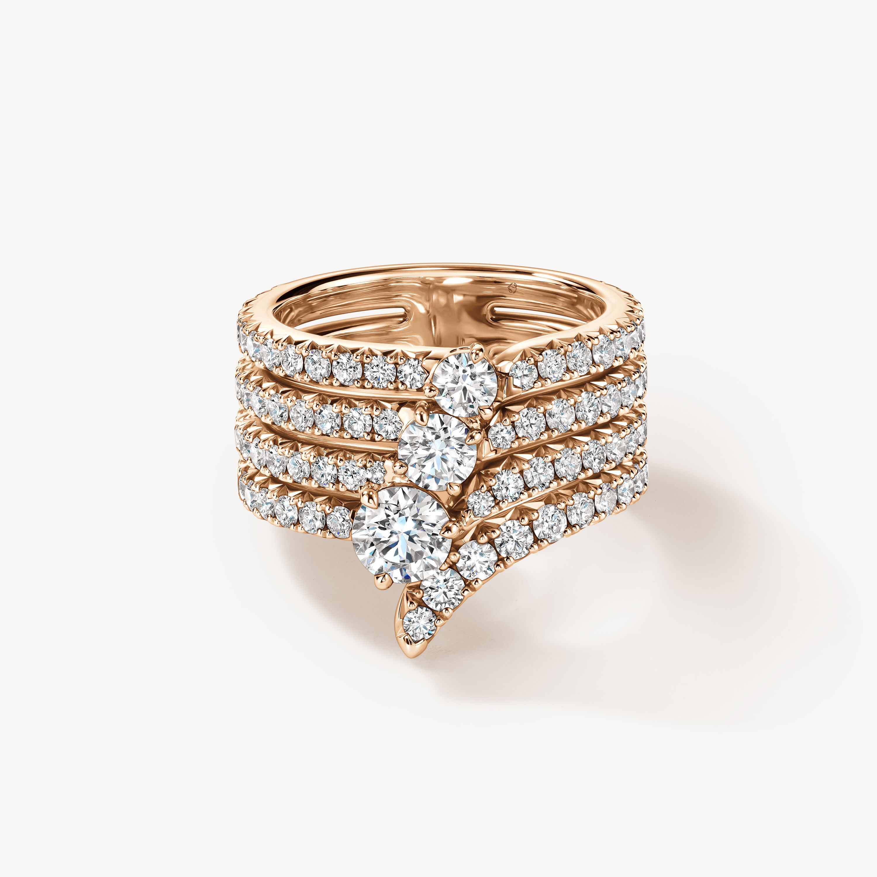 VELA French Cut Pav&eacute; Diamond Cocktail Ring, 18K Rose Gold, large