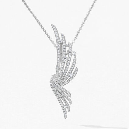 Vela French Cut Pavé Convertible Brooch, 18K White Gold, large