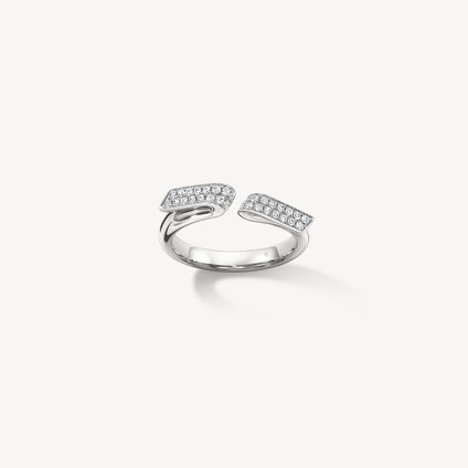 INSIDE/OUT Diamond Flip Open Ring, 18K White Gold, large