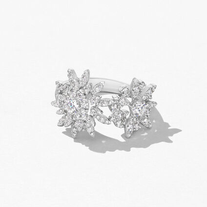 AERIAL Double Sunburst Ring, Platinum, large