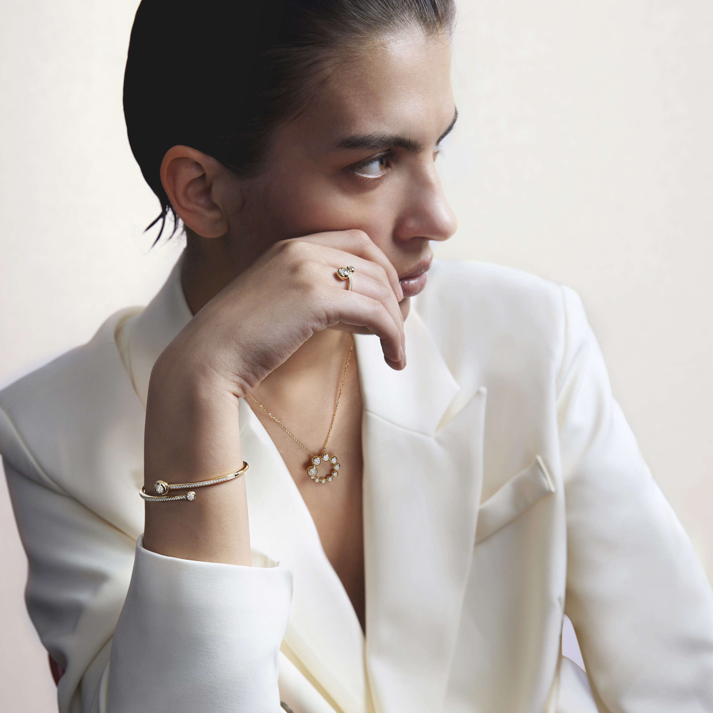 Dream Bypass Pav&eacute; Ring, 18K Rose Gold, large