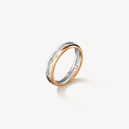 Love Floating Diamond Wedding Band, 18K Rose Gold w/Platinum, large