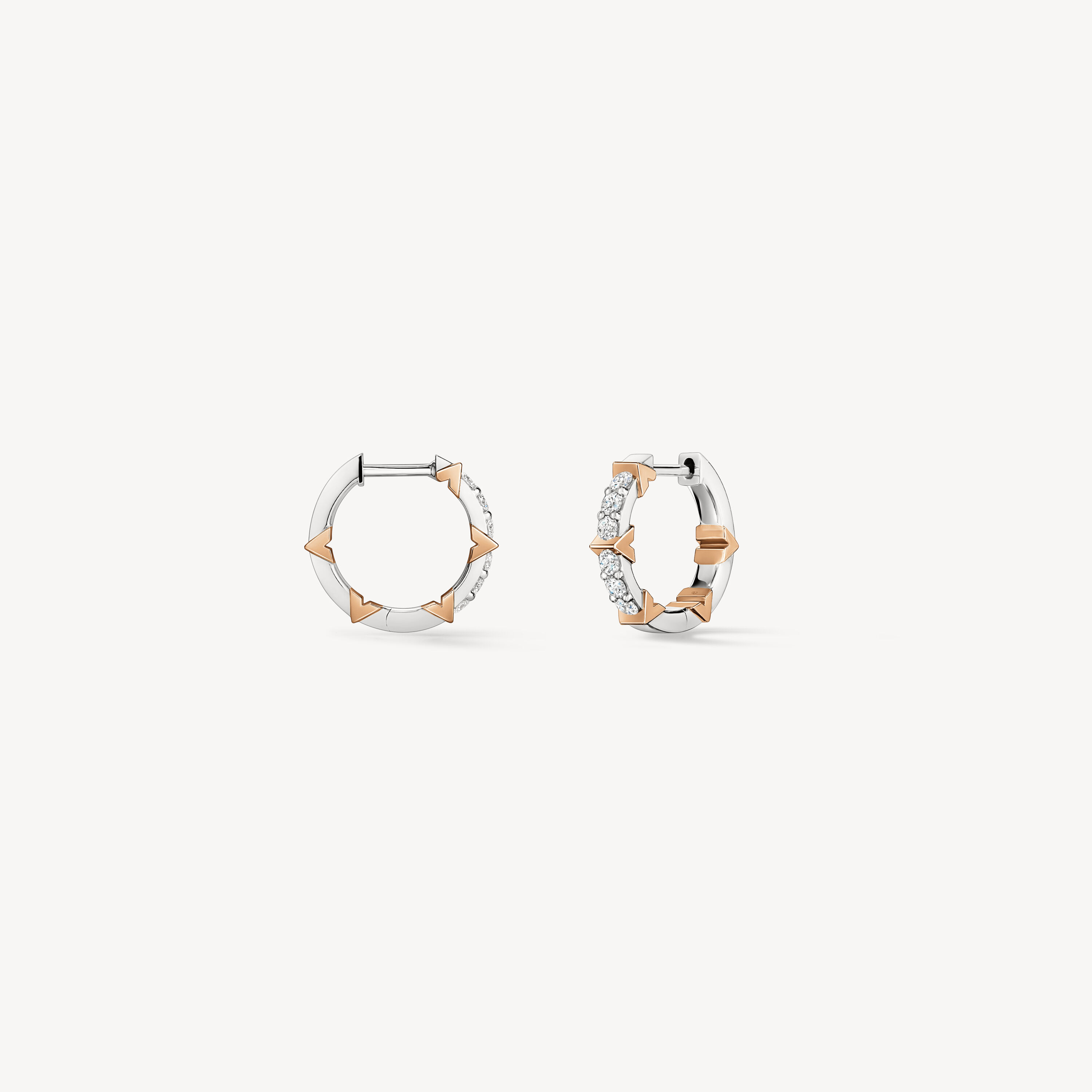 Copley Pav&eacute; Diamond Hoop Earrings, Small, 18K White Gold & Rose Gold, large