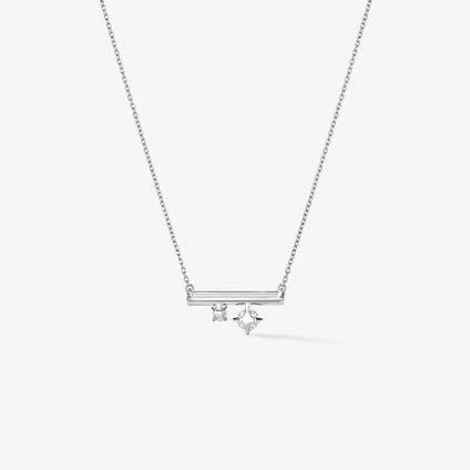 BARRE Double Floating Diamonds Pendant Necklace, 18K White Gold, large