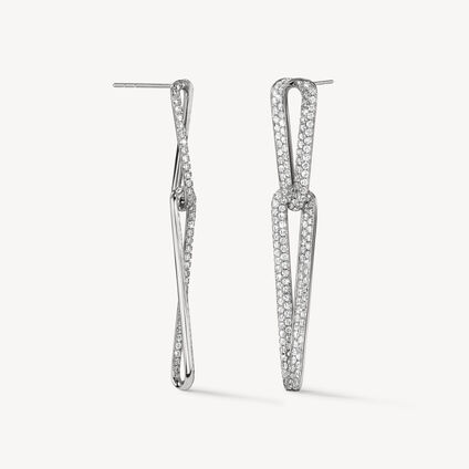 INSIDE/OUT Pavé Link Earrings, 18K White Gold, large