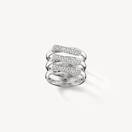 INSIDE/OUT Diamond Trio Band, 18K White Gold, large
