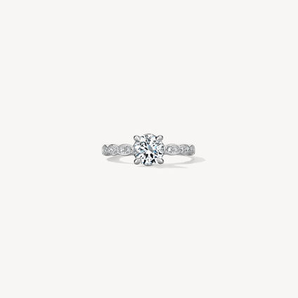 Lorelei Floral Engagement Ring with Diamond Band, Platinum, large