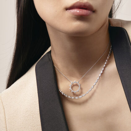Aerial Eclipse Large Pendant, 18K White Gold, large