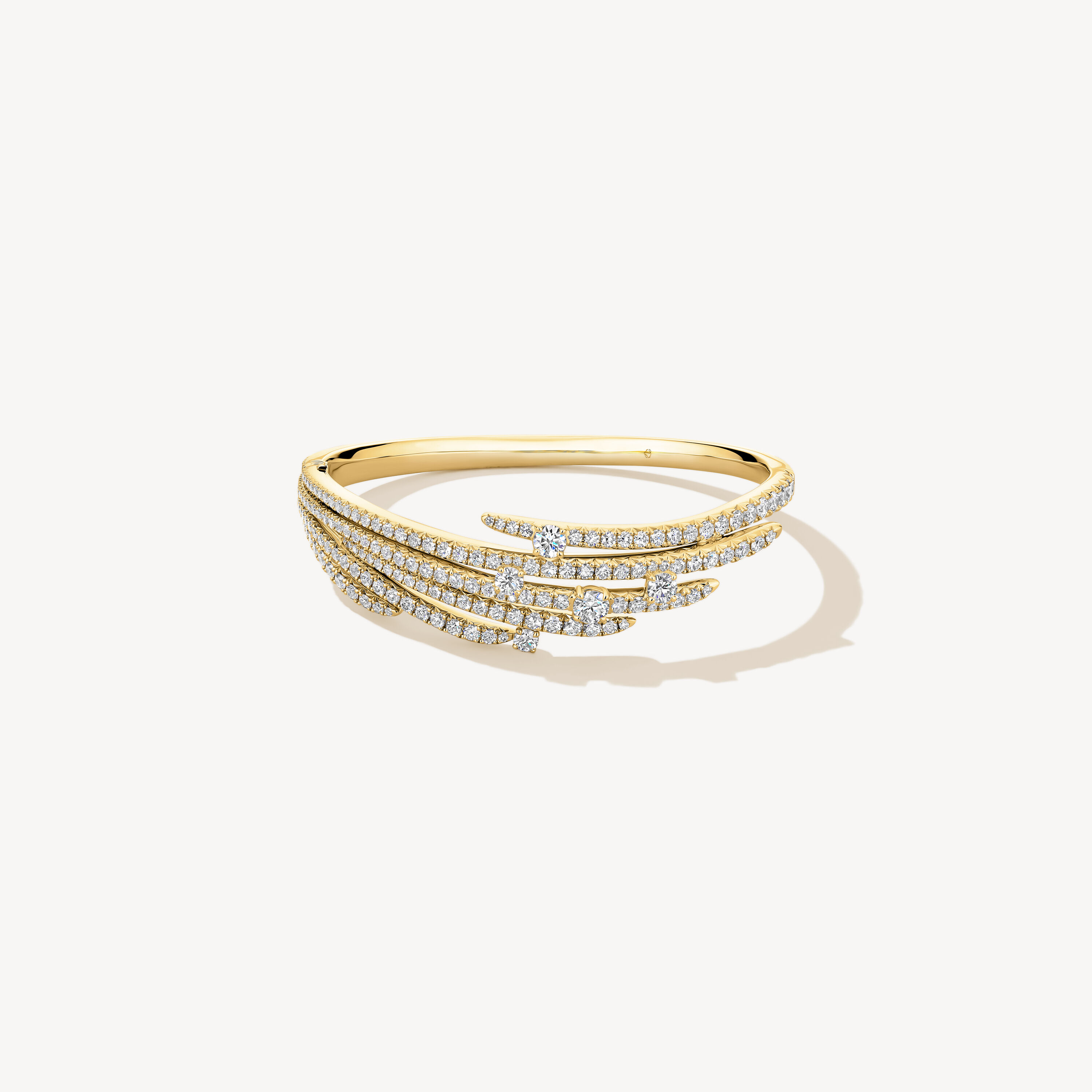 VELA French Cut Pav&eacute; Bangle, 18K Yellow Gold, large