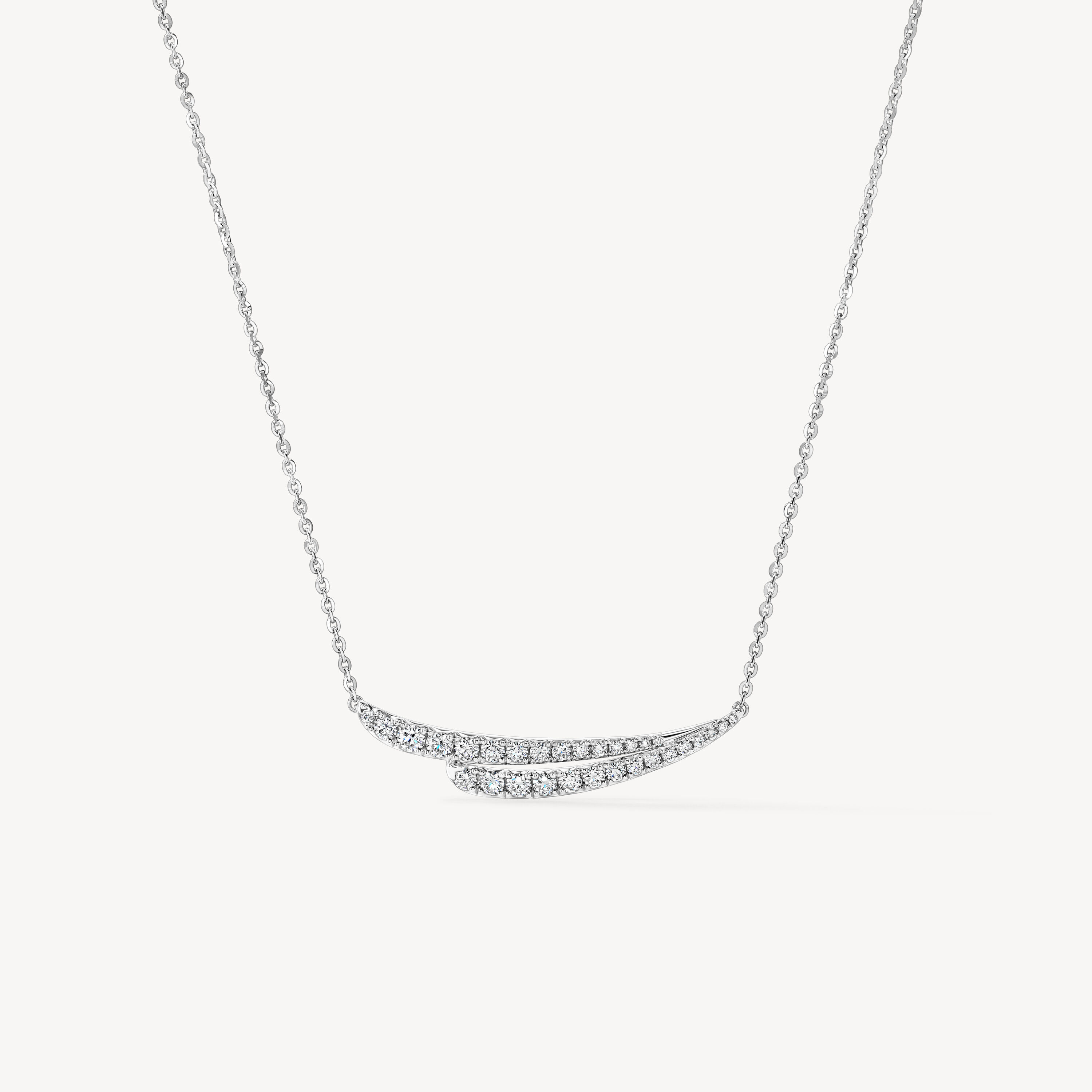 VELA French Cut Pav&eacute; Diamond Pendant Necklace, 18K White Gold, large