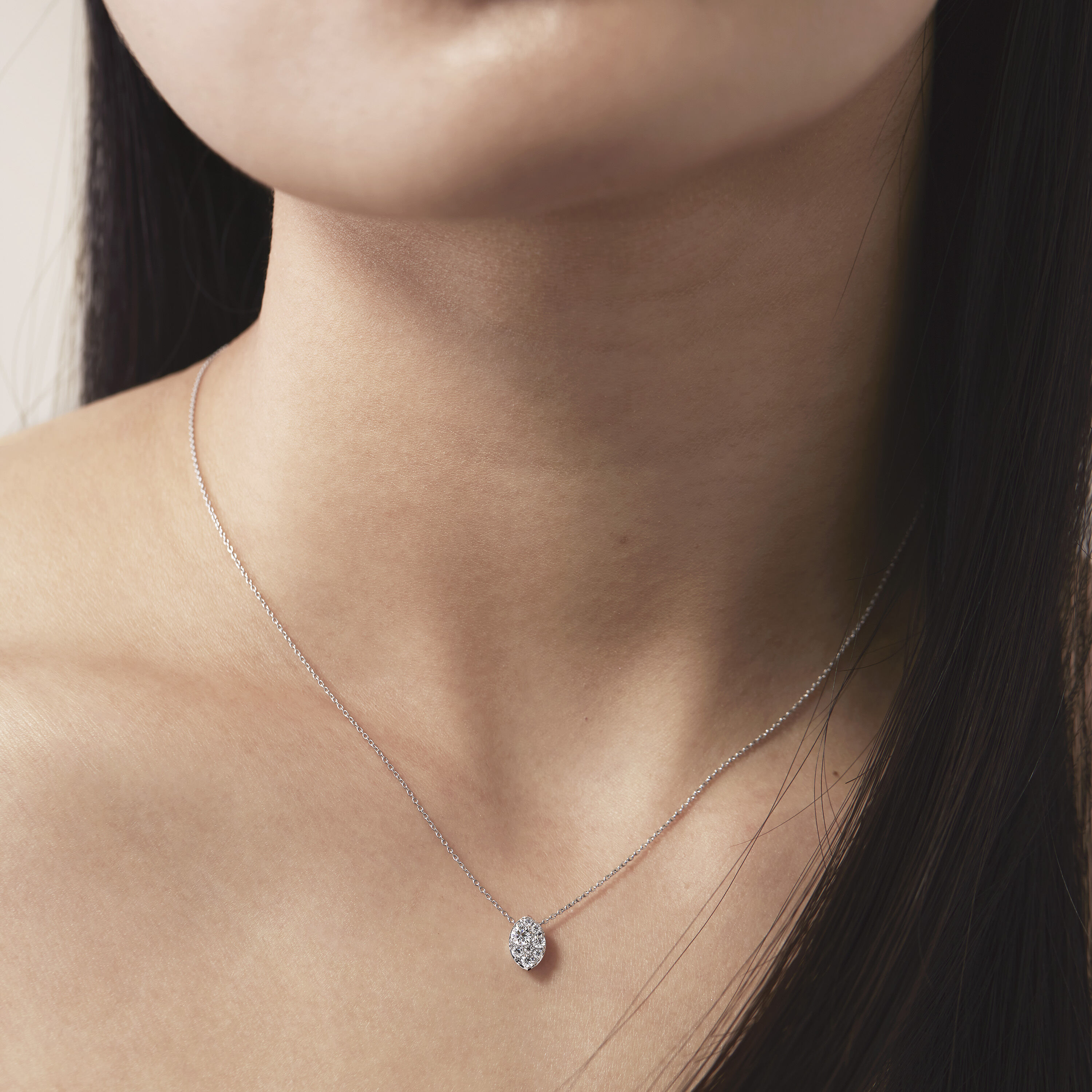 Tessa Diamond Navette Pendant, 18K Rose Gold, large