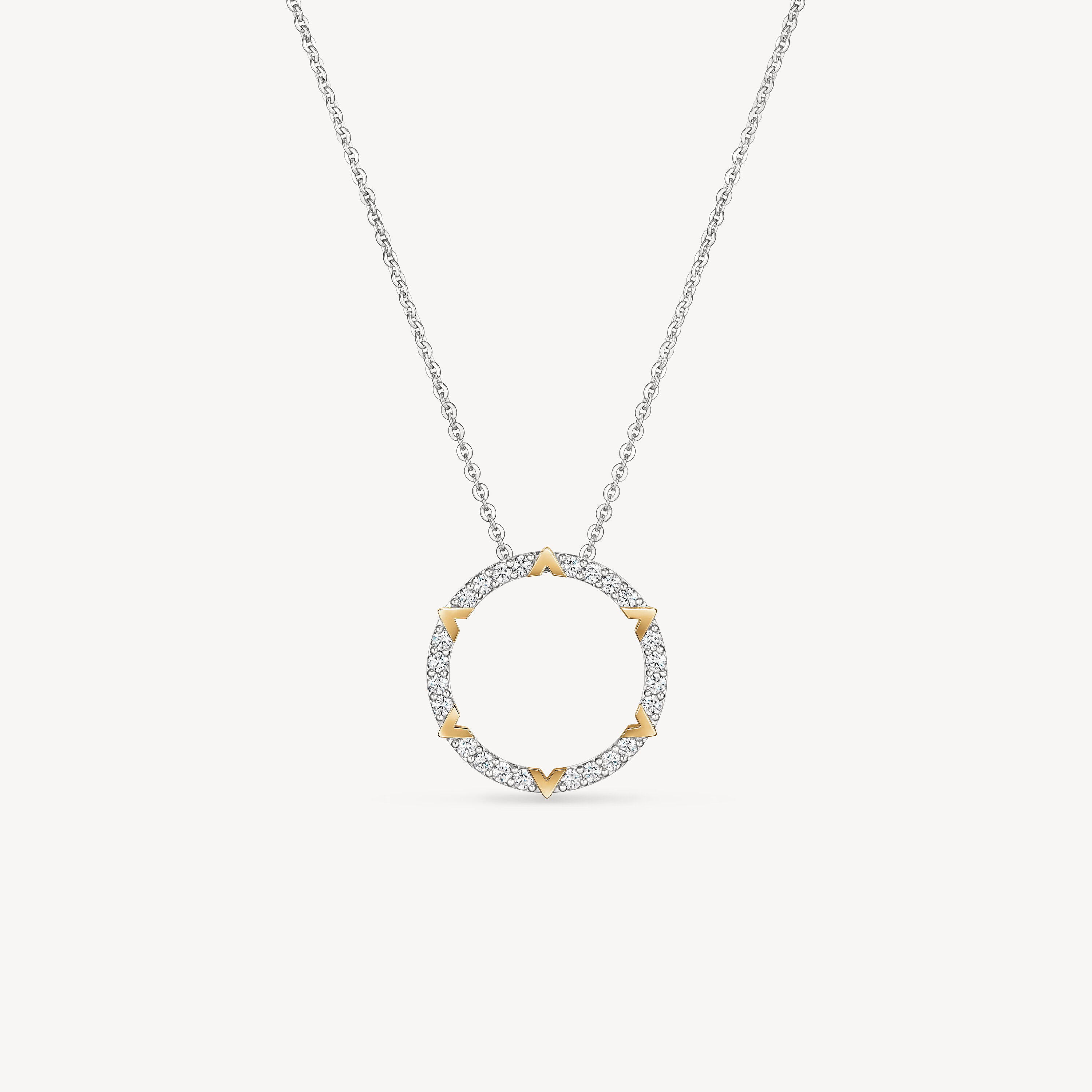 Copley Pav&eacute; Diamond Pendant Necklace, 18K White Gold & Yellow Gold, large