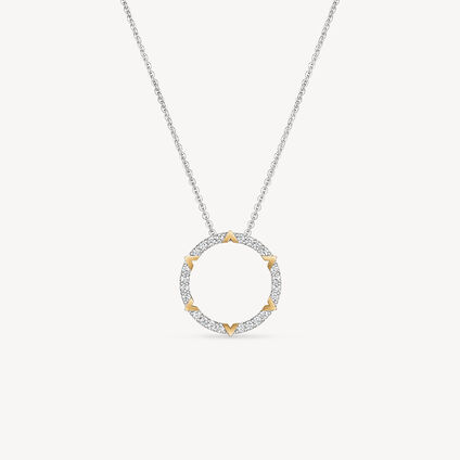 Copley Pavé Diamond Pendant Necklace, 18K White Gold & Yellow Gold, large