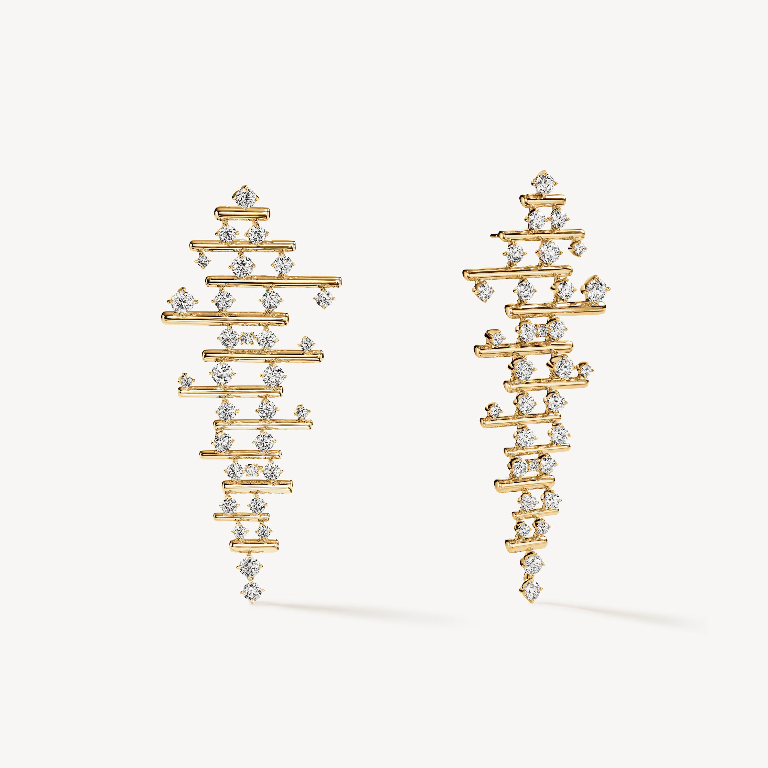 Barre Multi-Row Drop Earrings, 18K Yellow Gold, large