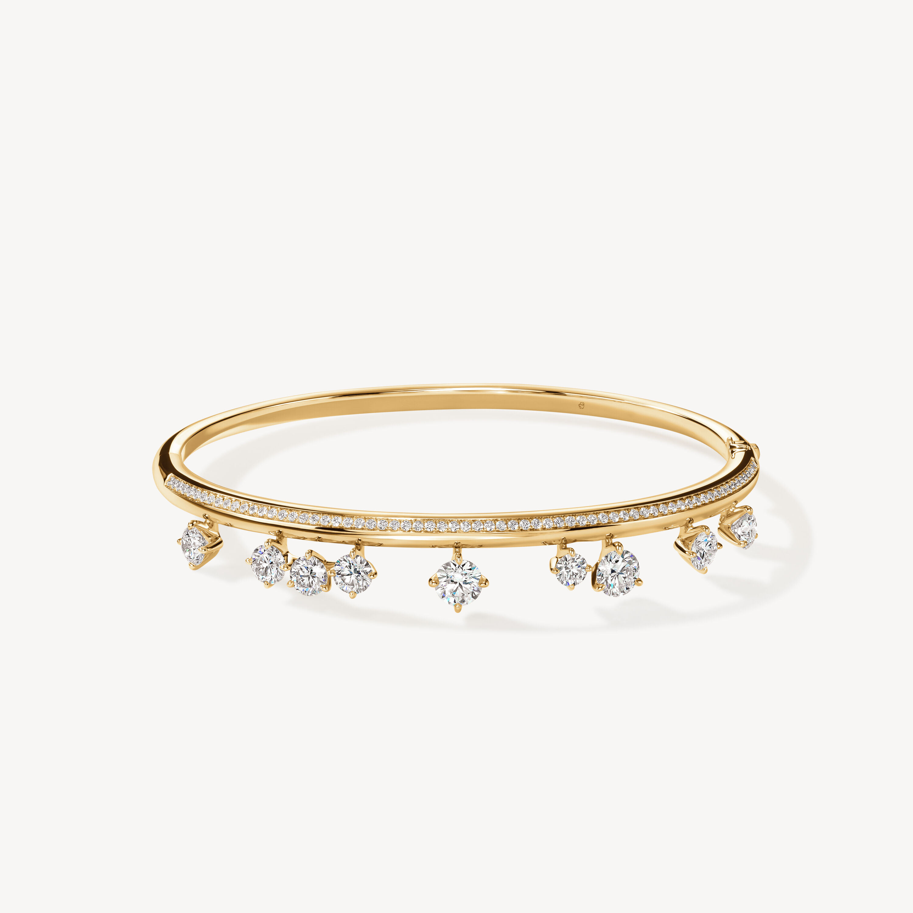 Barre Floating Diamond Pav&eacute; Bangle, 18K Yellow Gold, large