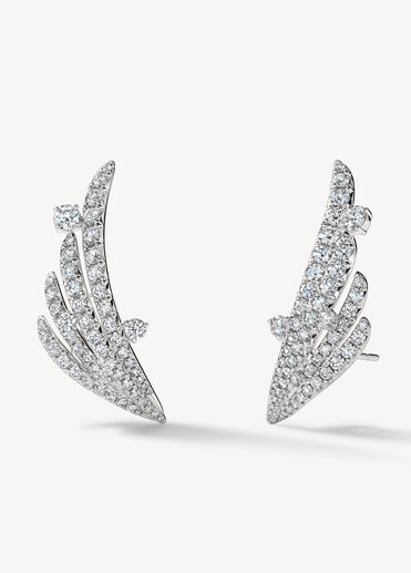VELA French Cut Pavé Floating Diamond Climber Earrings, 18K White Gold VELA French Cut Pavé Floating Diamond Climber Earrings, 18K White Gold, large