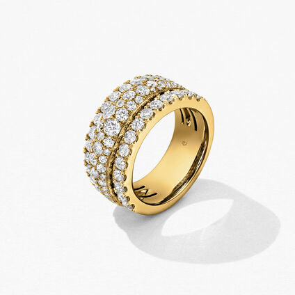 Grace Triple Row Small Domed Ring, 18K Yellow Gold, large