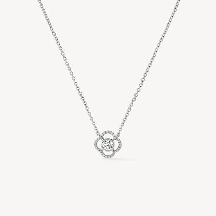 Signature Petal Bezel Pendant, 18K White Gold, large