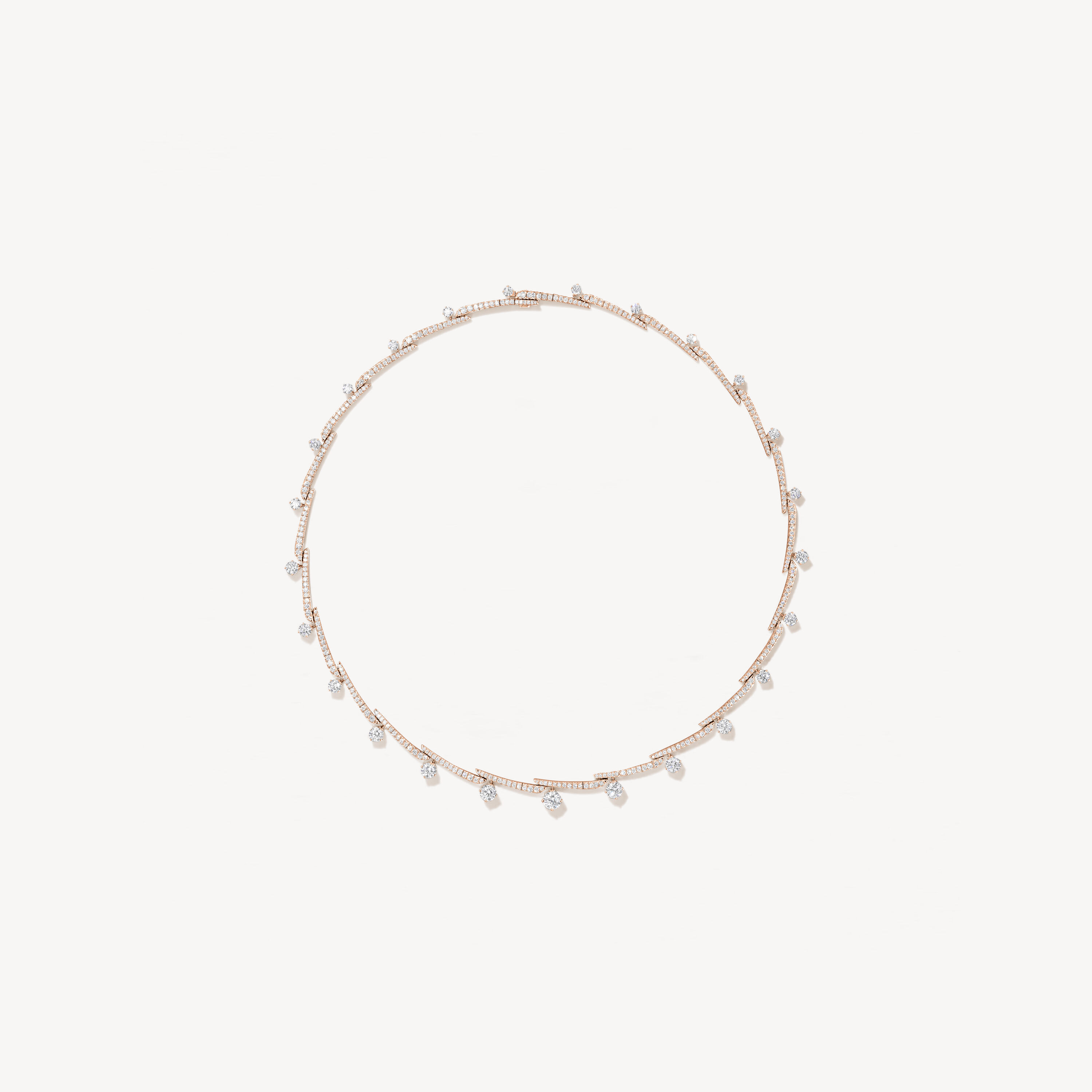 VELA Crossover French Cut Pav&eacute; Necklace, 18K Rose Gold, large