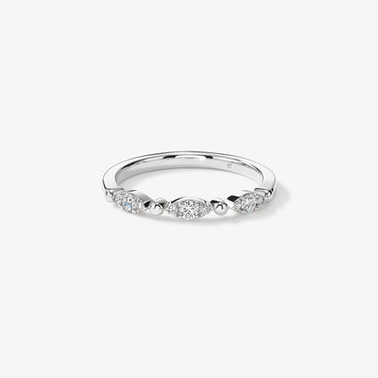 HOF Beaded Regal Band, 18K White Gold, large