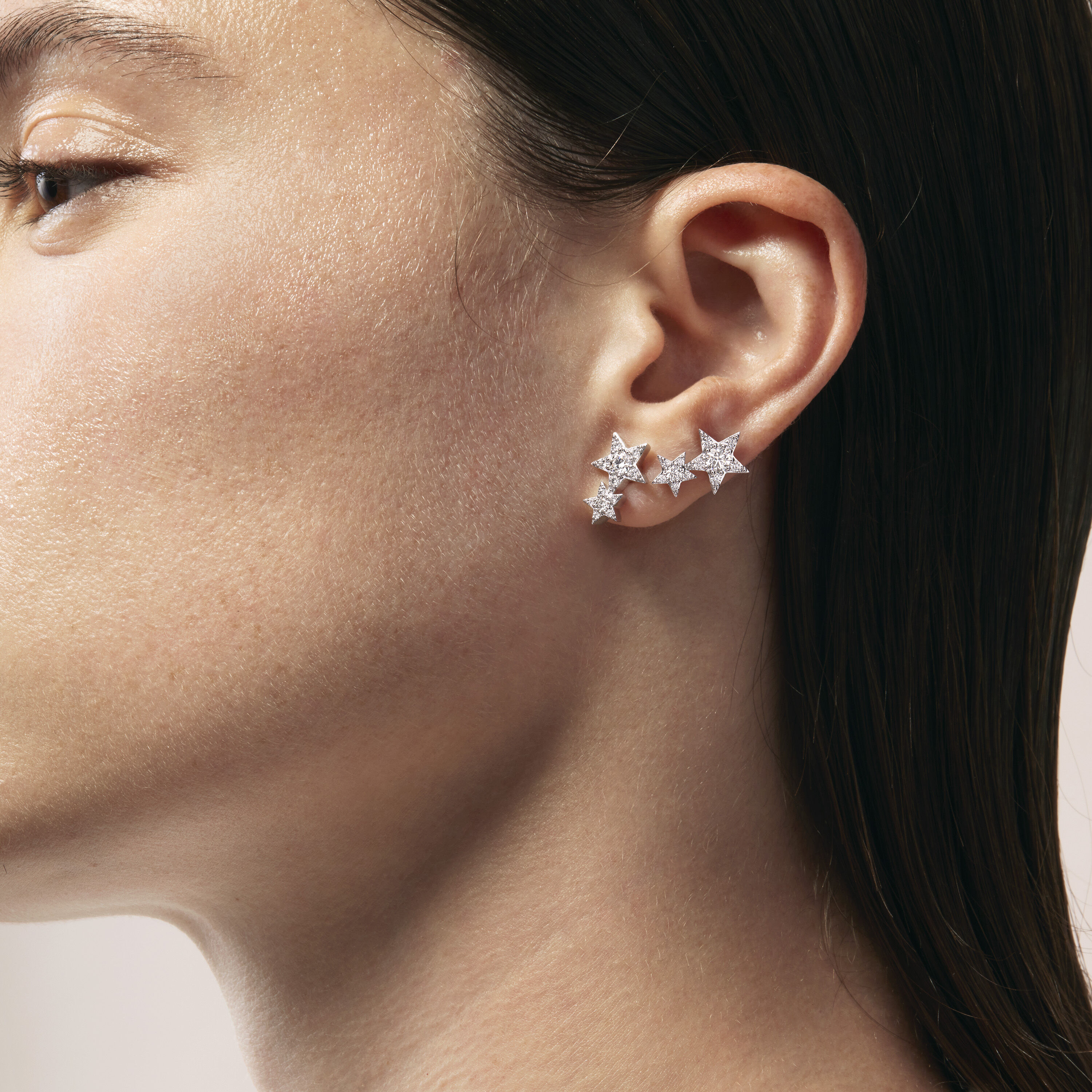 Illa Double Star Stud Earrings, 18K Yellow Gold, large