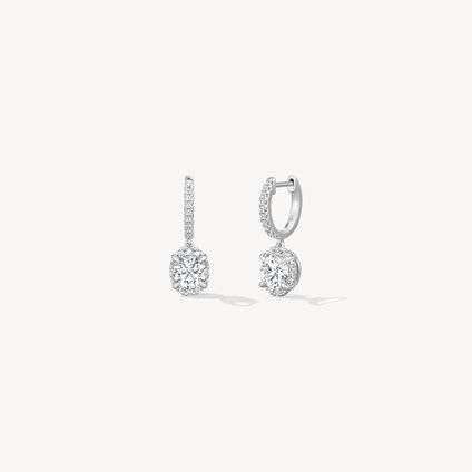 Ellipse Diamond Leaverback Earrings, 18K White Gold, large