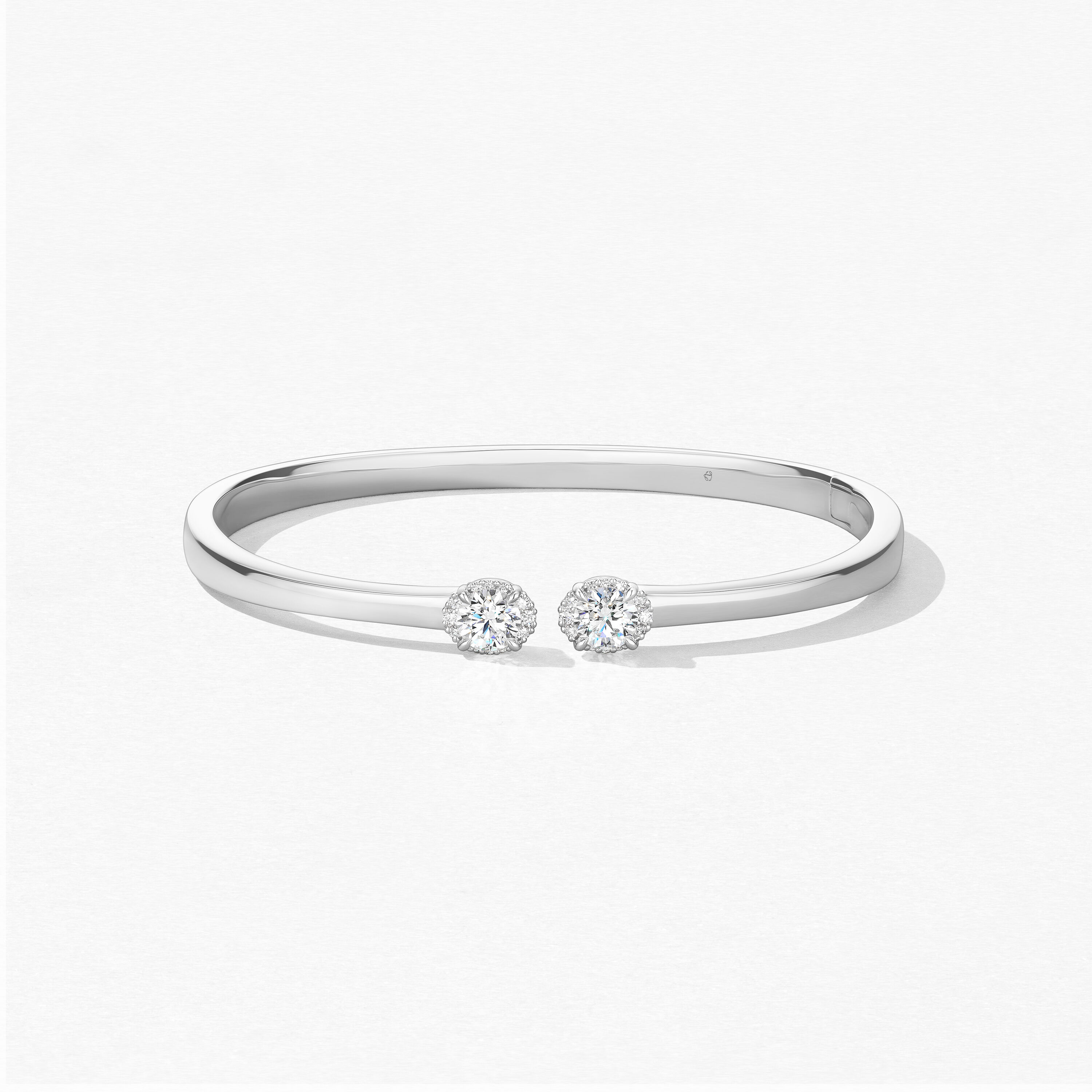 Ellipse Diamond Open Bangle, 18K White Gold, large