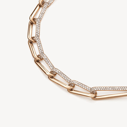 INSIDE/OUT Elongated Diamond Link Necklace, 18K Rose Gold, large