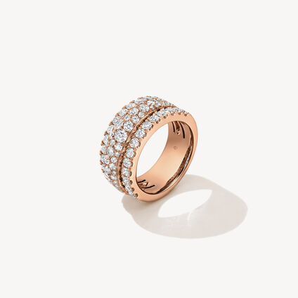 Grace Triple Row Small Domed Ring, 18K Rose Gold, large