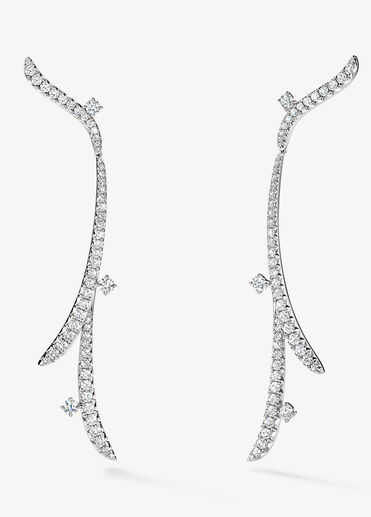 VELA French Cut Pavé Diamond Drop Earrings, 18K White Gold VELA French Cut Pavé Diamond Drop Earrings, 18K White Gold, large