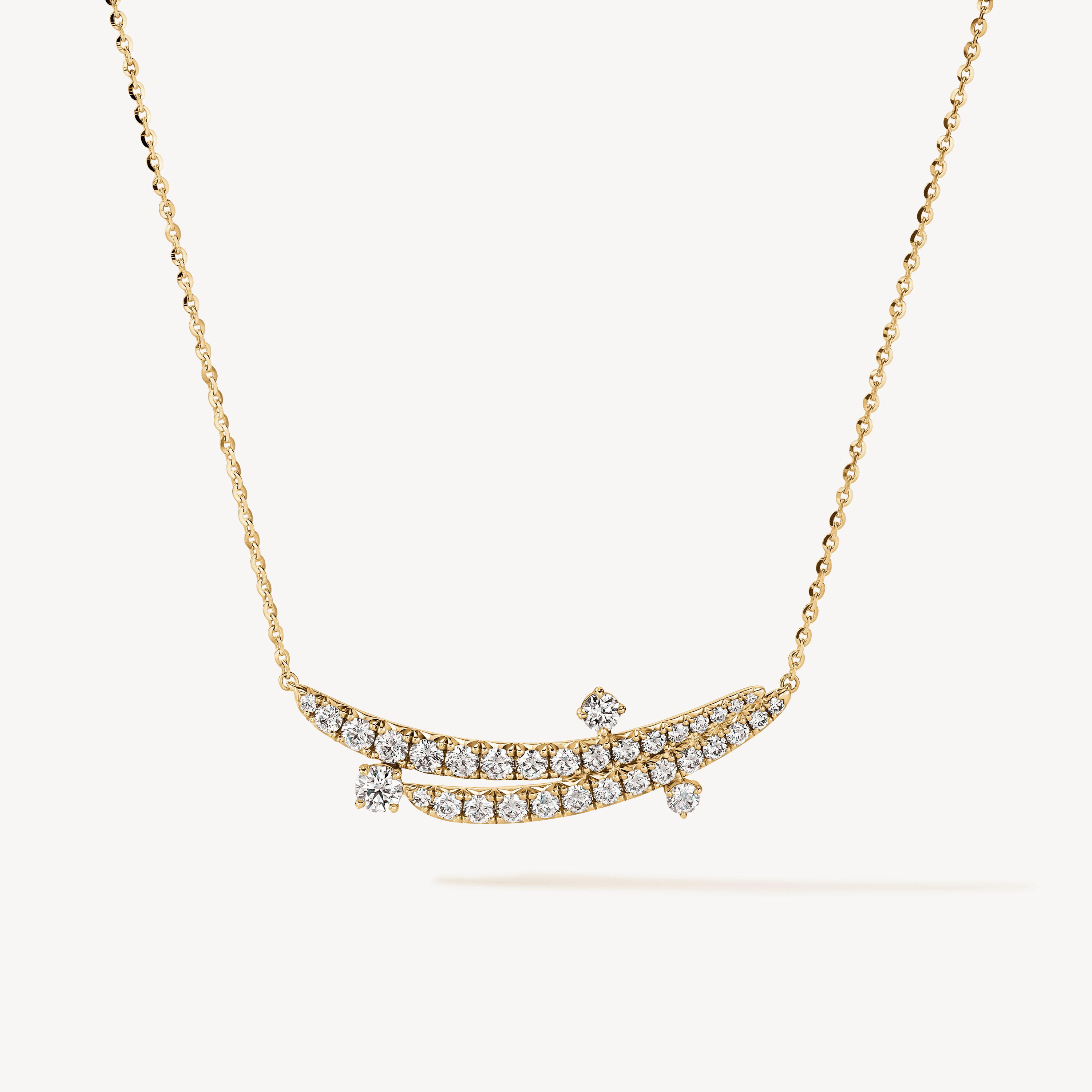 VELA French Cut Pav&eacute; Floating Diamond Pendant Necklace, 18K Yellow Gold, large