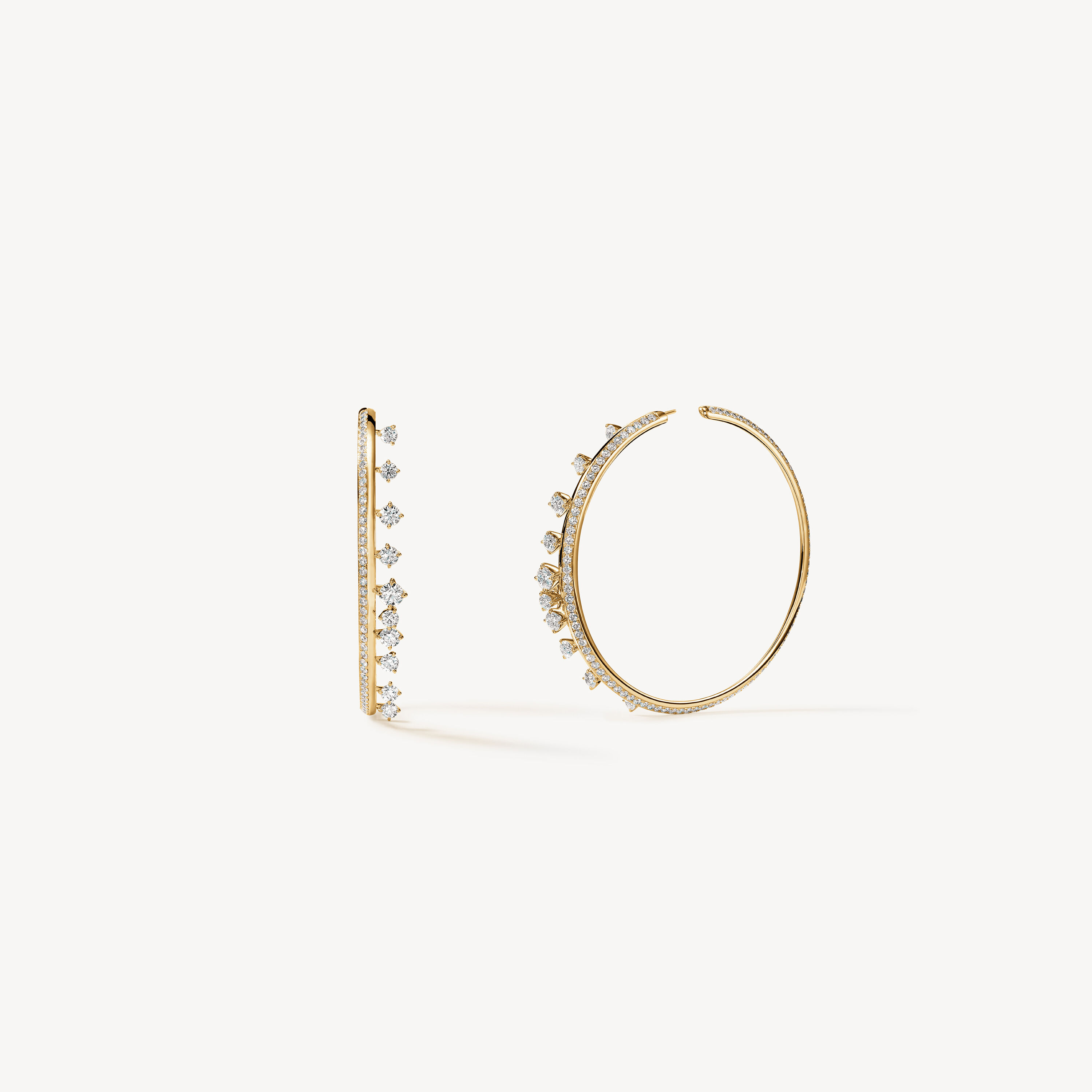 Barre Floating Diamond Large Hoops, 18K Yellow Gold, large