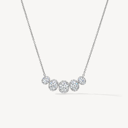 Ellipse Diamond Necklace, 18K White Gold, large