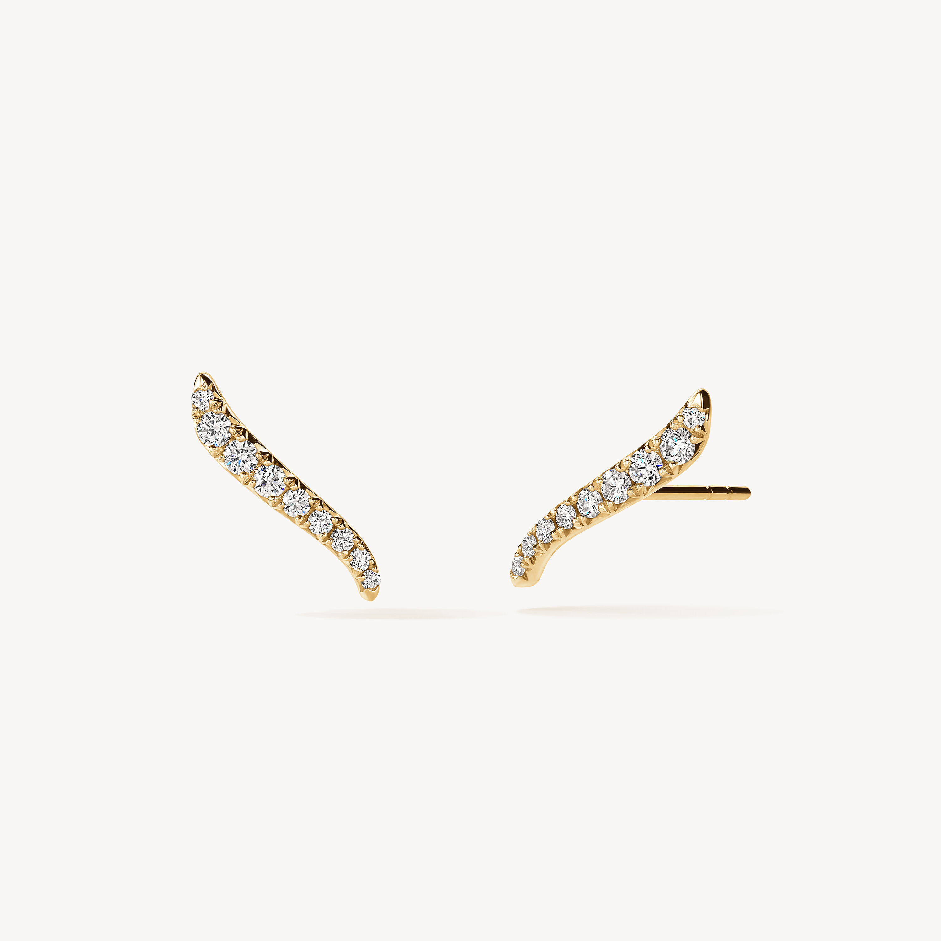 VELA French Cut Pav&eacute; Diamond Climber Earrings, 18K Yellow Gold, large