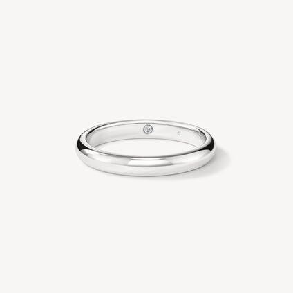 Half Round Comfort Fit Band, 18K White Gold, large