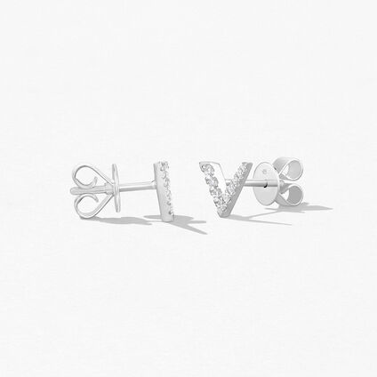 Charmed V Earrings, 18K White Gold, large