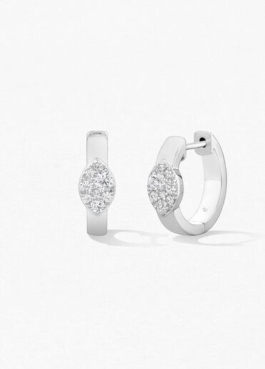 Tessa Navette Huggies, 18K White Gold Tessa Navette Huggies, 18K White Gold, large