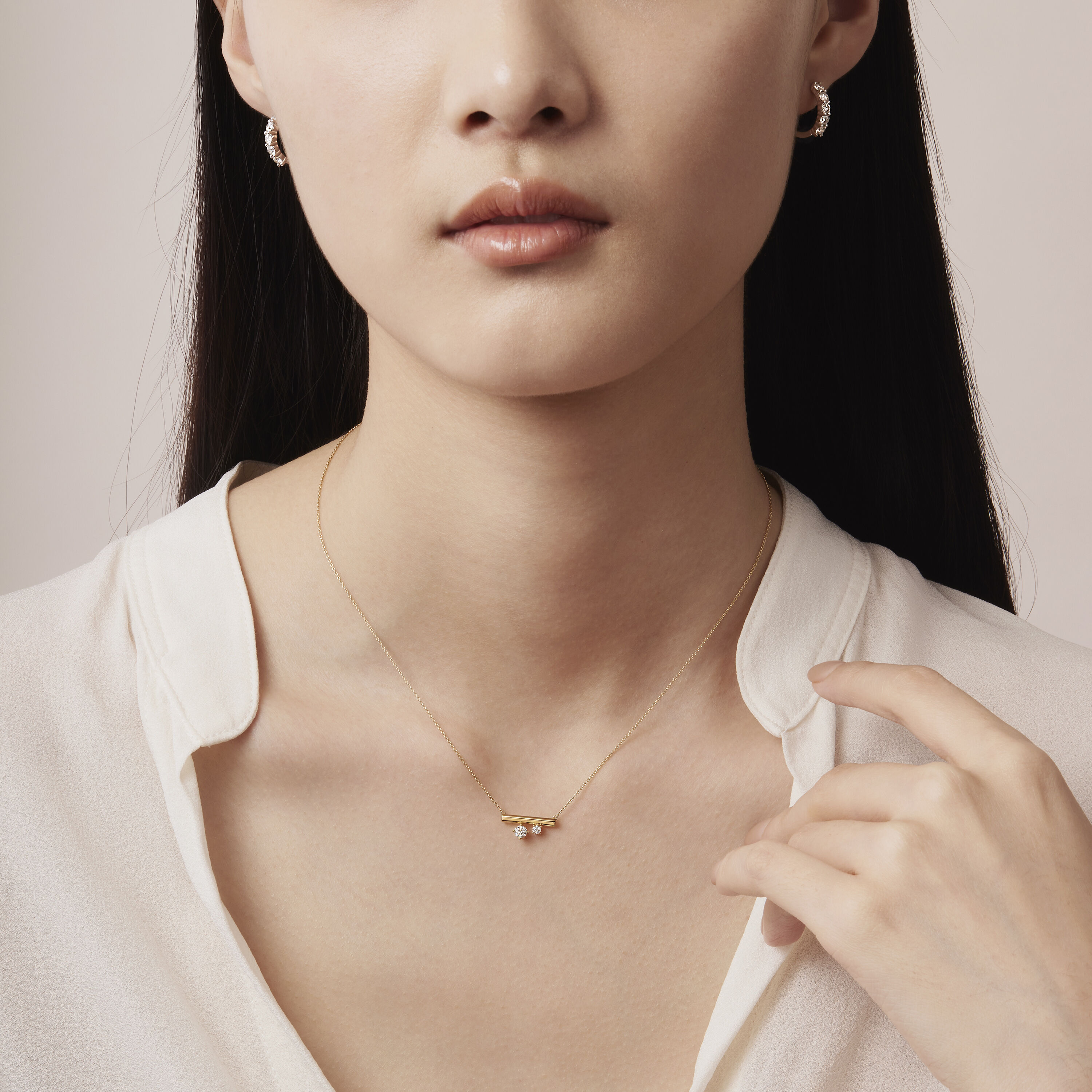 BARRE Mini Floating Diamond Pendant Necklace, 18K Rose Gold, large
