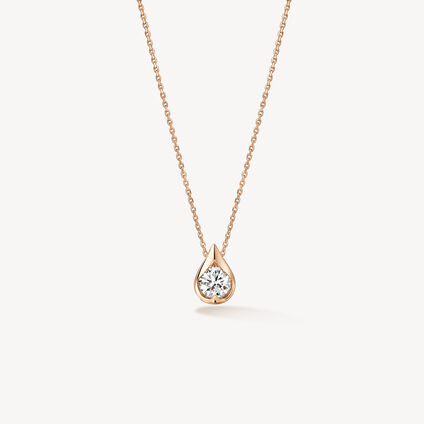 LU Single Diamond Pendant Necklace, 18K Rose Gold, large