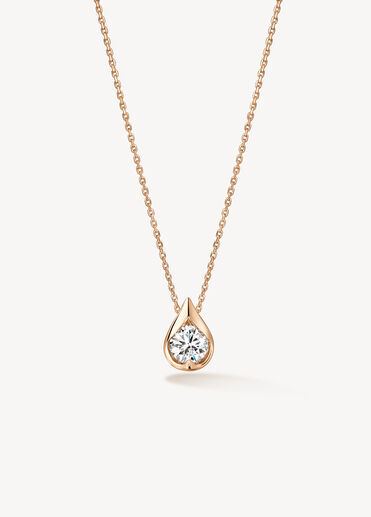 LU Single Diamond Pendant Necklace, 18K Rose Gold LU Single Diamond Pendant Necklace, 18K Rose Gold, large