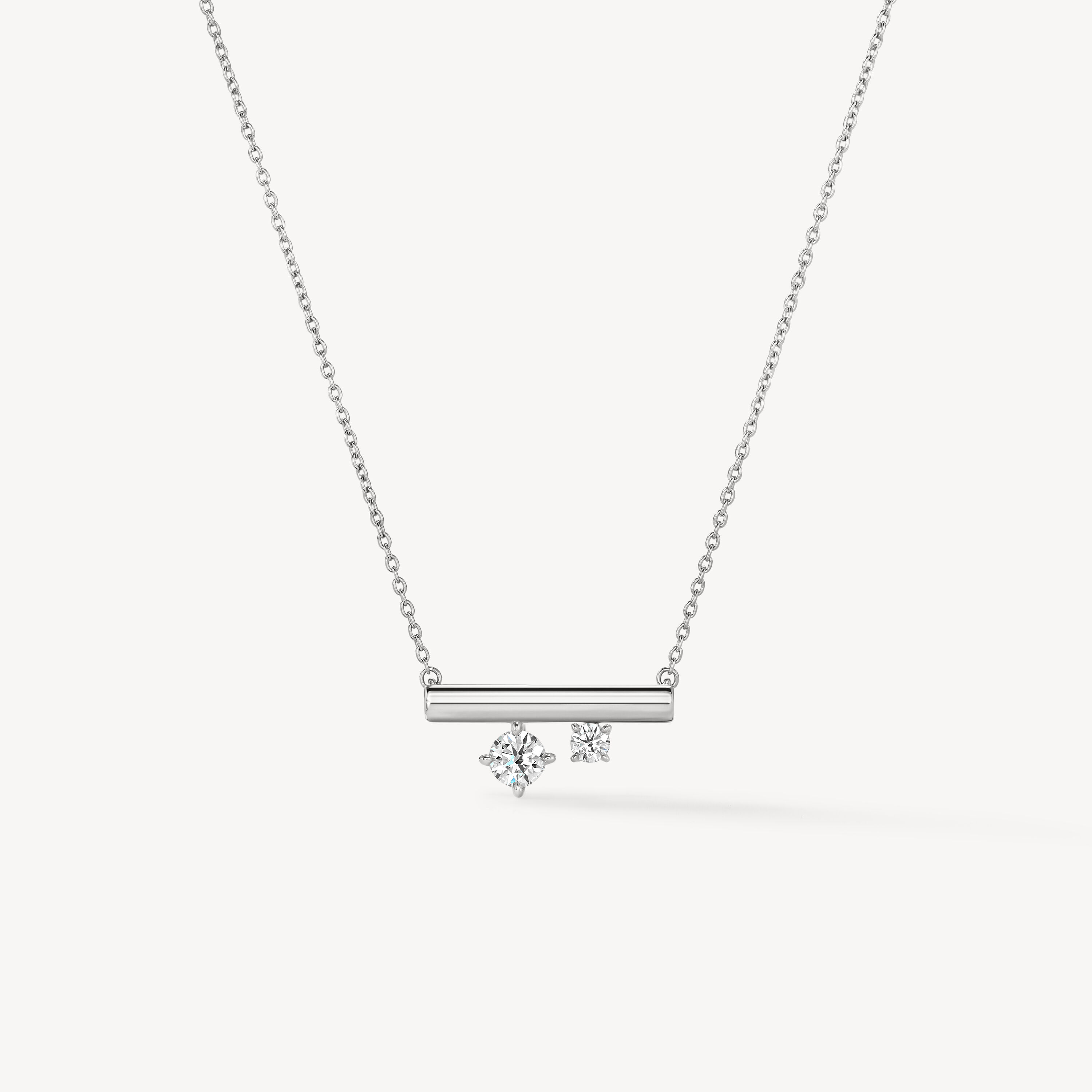 BARRE Mini Floating Diamond Pendant Necklace, 18K White Gold, large