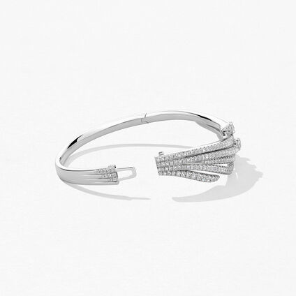 Vela French Cut Pavé Bangle, 18K White Gold Vela French Cut Pavé Bangle, 18K White Gold, large