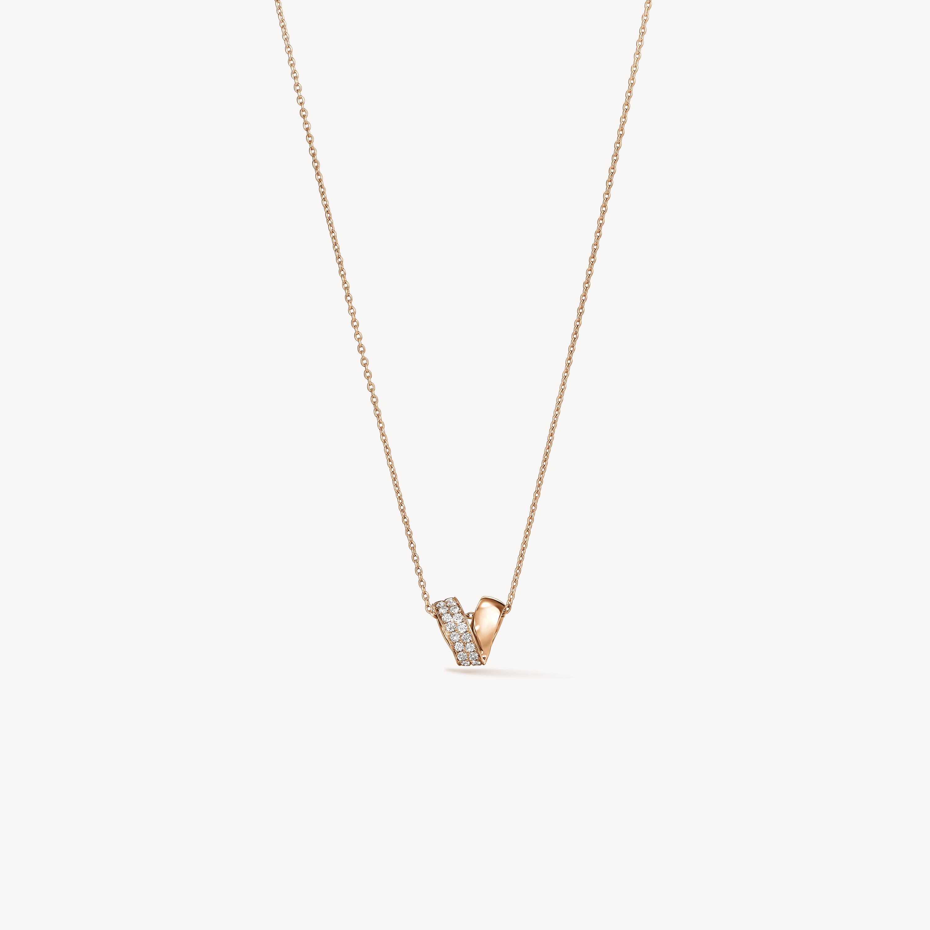 INSIDE/OUT Rondel Diamond Pendant Necklace, 18K Rose Gold, large